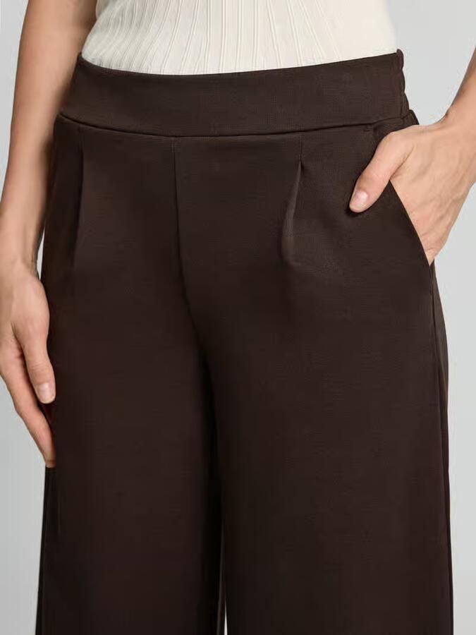 ICHI high waist wide leg pantalon met plooien bruin - Foto 4