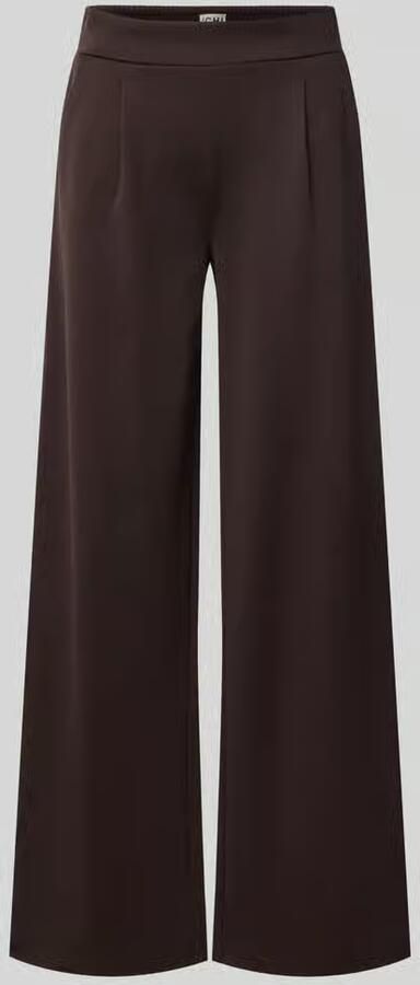 ICHI high waist wide leg pantalon met plooien bruin - Foto 6