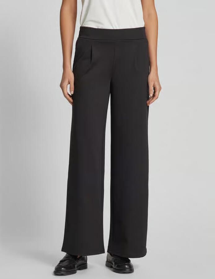 ICHI high waist wide leg pantalon IHKATE SUS LONG WIDE van polyester zwart - Foto 4