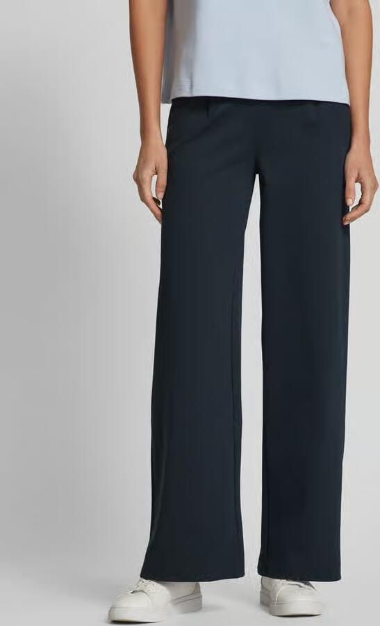 ICHI high waist wide leg pantalon IHKATE SUS LONG WIDE van polyester donkerblauw - Foto 4