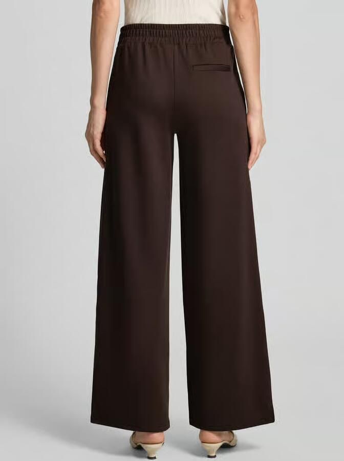 ICHI high waist wide leg pantalon met plooien bruin - Foto 3