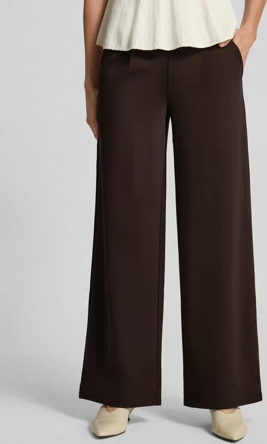 ICHI high waist wide leg pantalon met plooien bruin - Foto 5