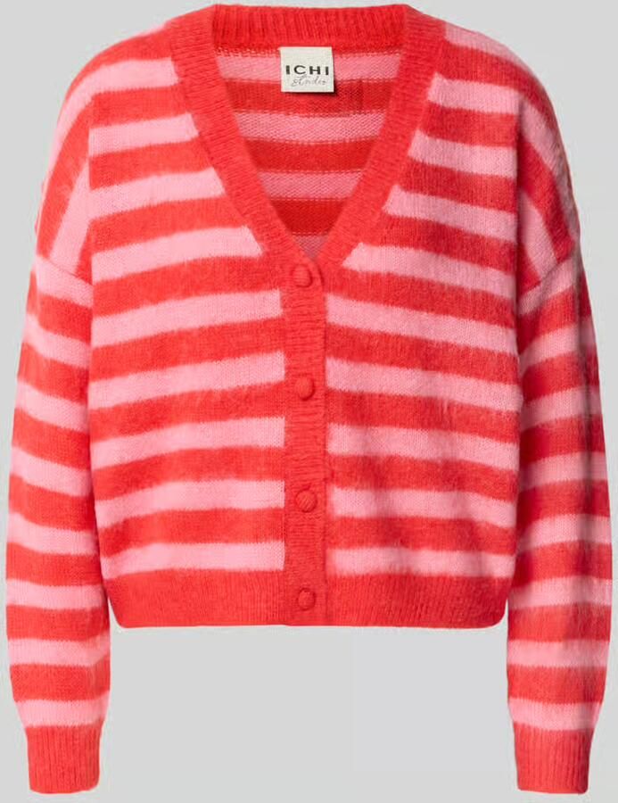 Ichi Gebreid jack in all-over look met v-hals model 'BLUSH'