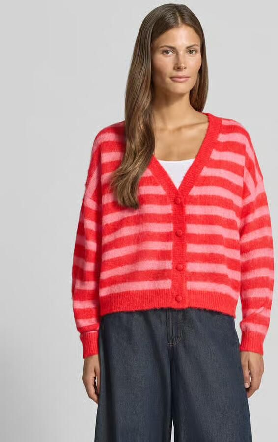 Ichi Gebreid jack in all-over look met v-hals model 'BLUSH' - Foto 2