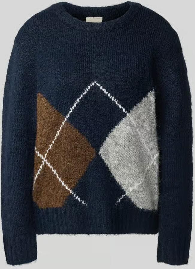 Ichi Gebreide pullover met wol en ronde hals