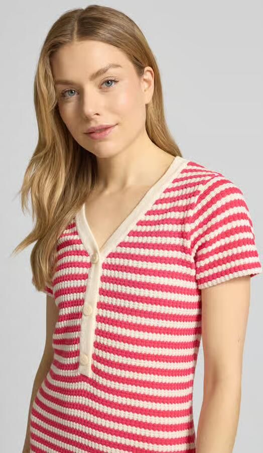Ichi Knie-lange tricotjurk met V-hals model 'LORIANNA'
