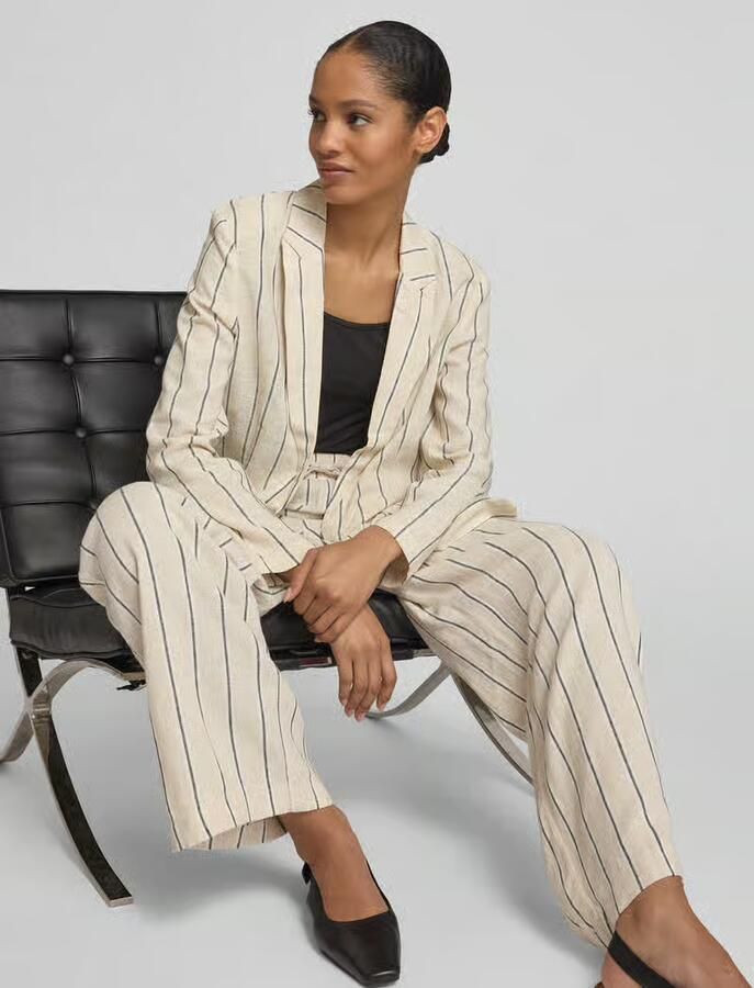 Ichi Linnen blazer met knoopsluiting model 'LINNO'