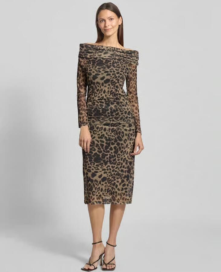 Ichi Slim fit midi-jurk met all-over dierenprint model 'Parda' - Foto 2