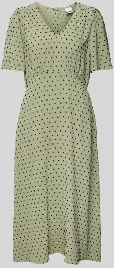 Ichi Midi-jurk met V-hals model 'ZABBY'