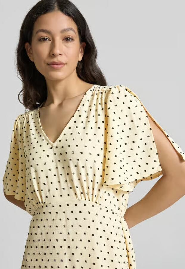 Ichi Vrouwelijke Jurk met Volantmouwen Beige Dames - Foto 2