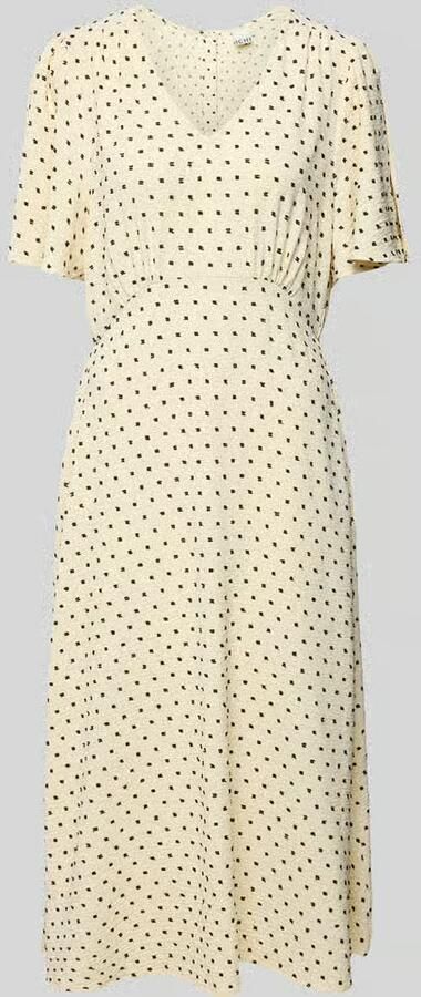 Ichi Vrouwelijke Jurk met Volantmouwen Beige Dames