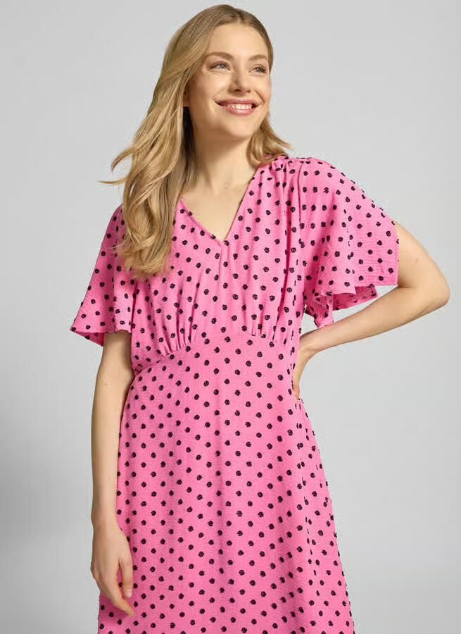 Ichi midi-jurk met V-hals model 'ZABBY'