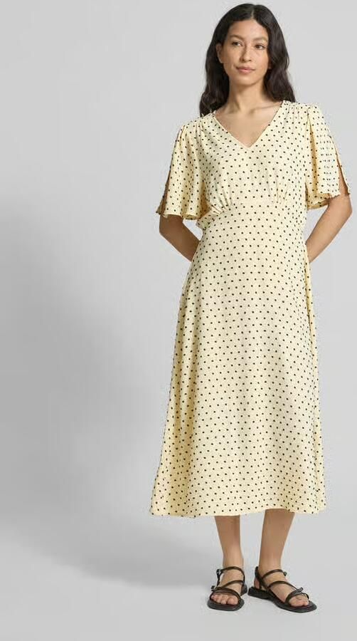 Ichi Vrouwelijke Jurk met Volantmouwen Beige Dames - Foto 2