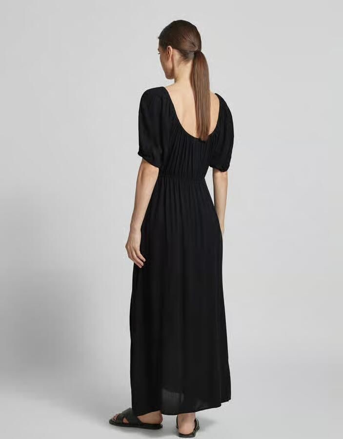 Ichi Midi-jurk van viscose met V-hals model 'MARRAKECH'