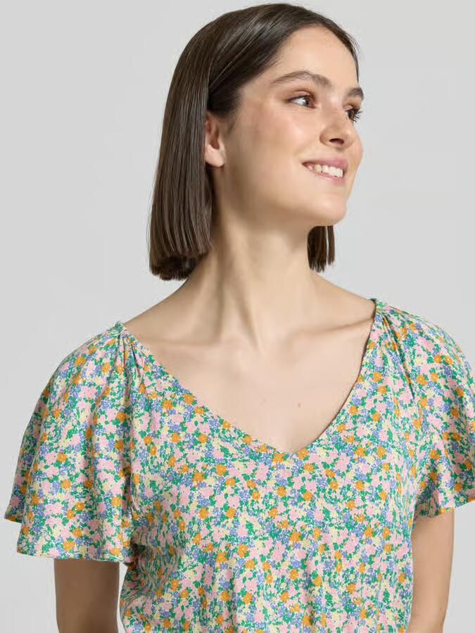 Ichi mini-jurk van viscosemix met florale all-over print model 'Aya'