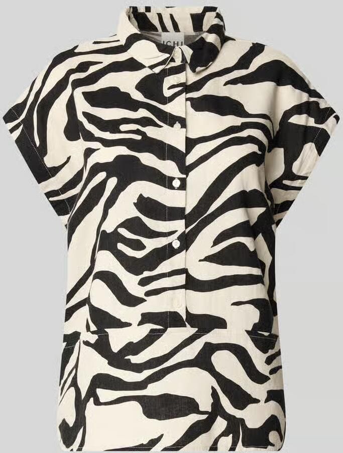 Ichi regular fit blouse van mix van linnen en viscose model 'LINNO' - Foto 2