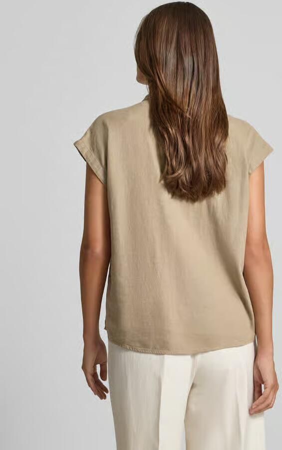 Ichi regular fit blouse van mix van linnen en viscose model 'LINNO'