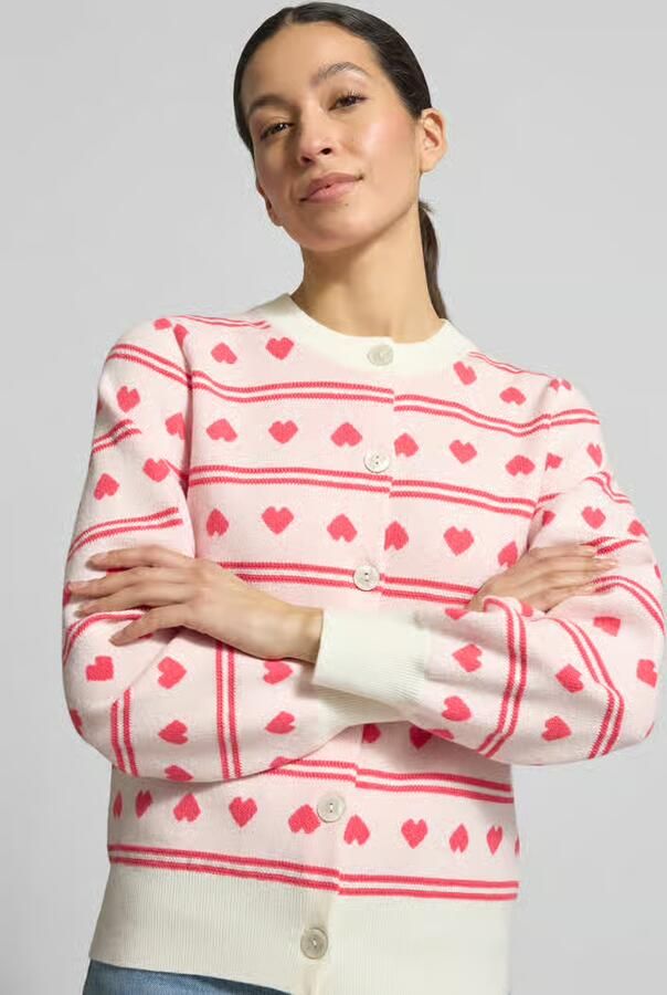 Ichi Regular fit cardigan met all-over motiefstitching Model 'Brielle' - Foto 2