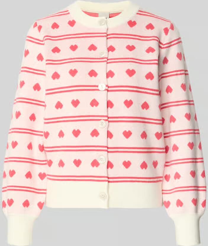 Ichi Regular fit cardigan met all-over motiefstitching Model 'Brielle'