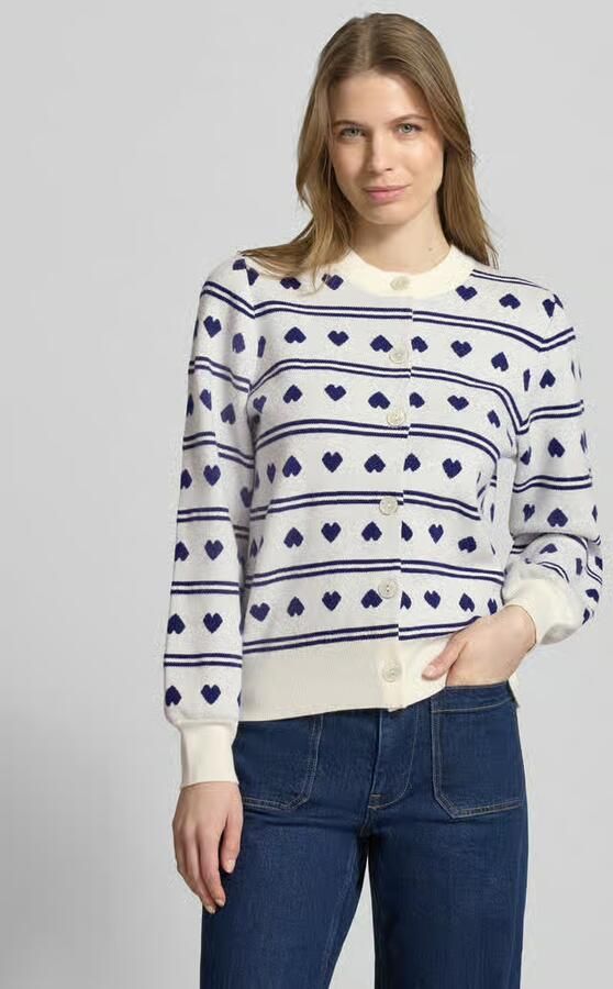 Ichi Regular fit cardigan met all-over motiefstitching Model 'Brielle' - Foto 4