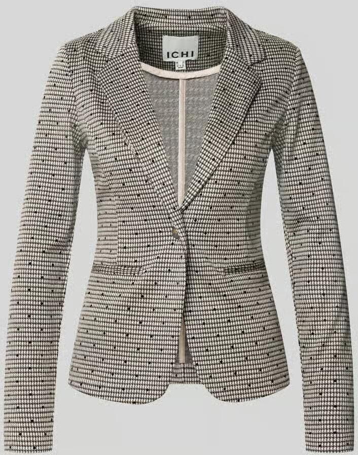 ICHI getailleerde geruite blazer met stippen bruin - Foto 5