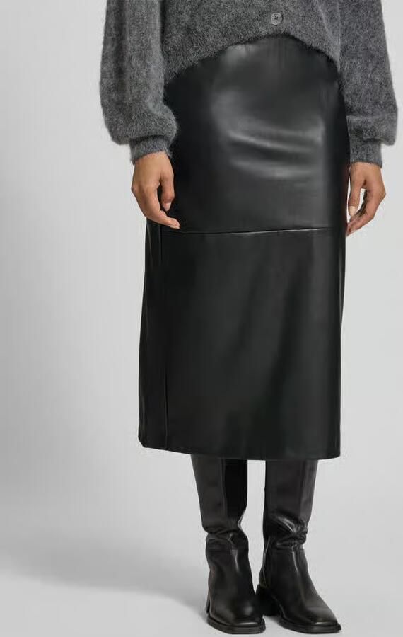 Ichi Slim fit midirok in leerlook model 'Zoma'