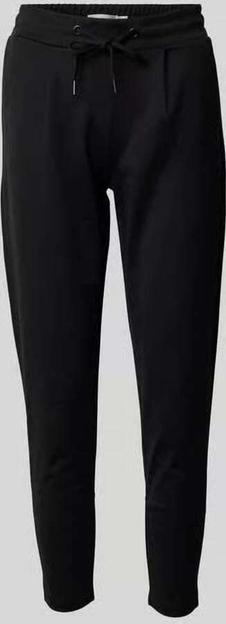 Ichi Zwarte Korte Elastische Taille Broek Black Dames
