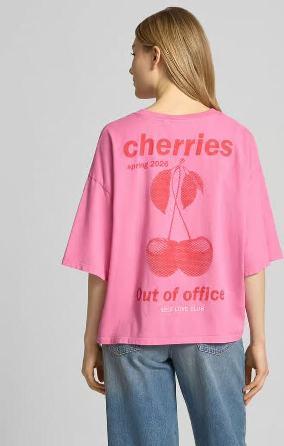 Ichi T-shirt met motiefprint op de achterkant model 'NICA'