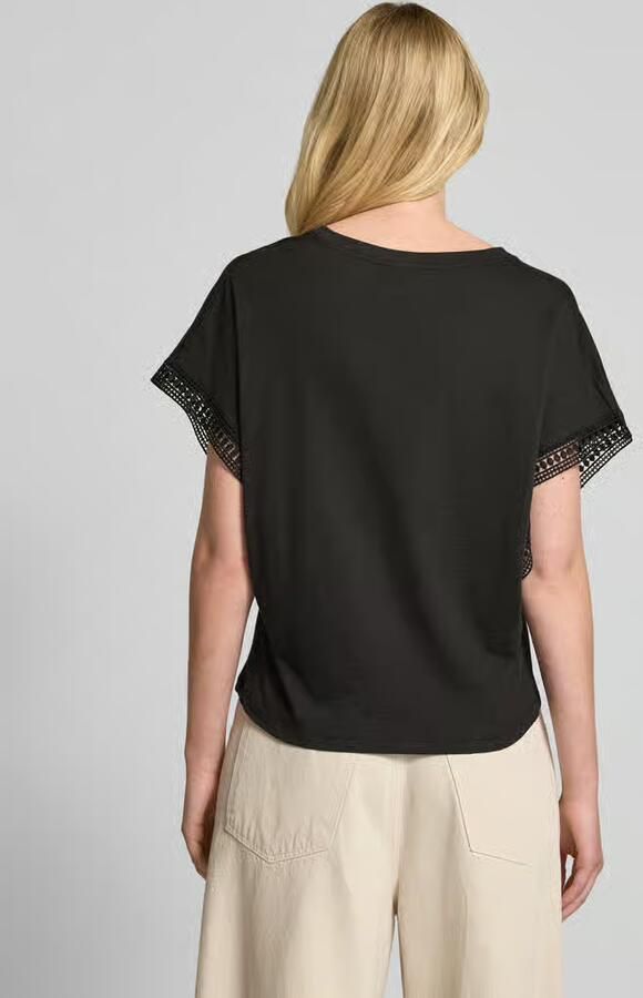 Ichi Zwarte Vrouwelijke Tee met Geborduurde Randen Black Dames - Foto 5