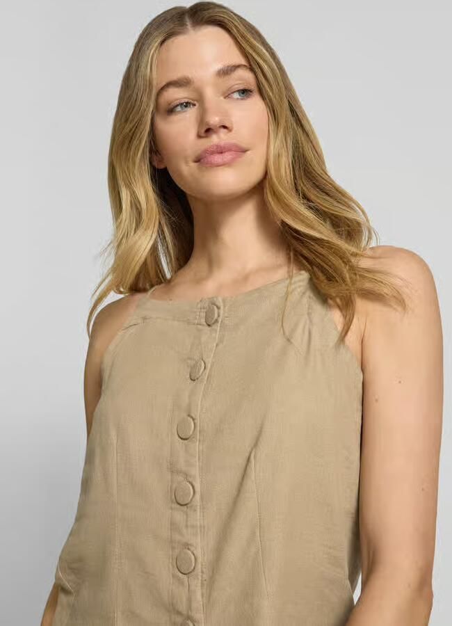 Ichi Top met korte mouwen van mix van linnen en viscose model 'LINNO'