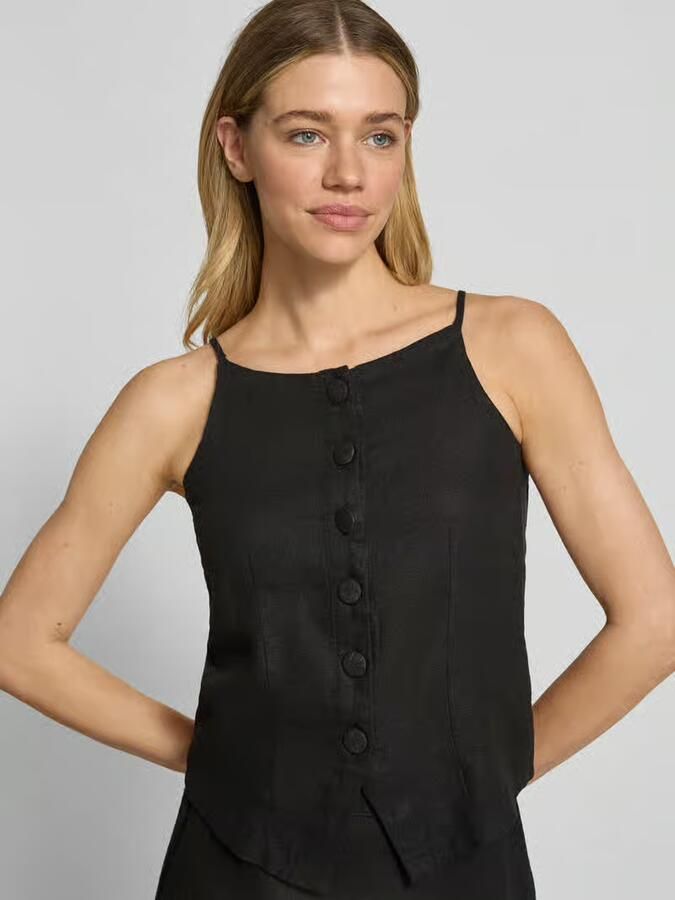 Ichi Top met korte mouwen van mix van linnen en viscose model 'LINNO'