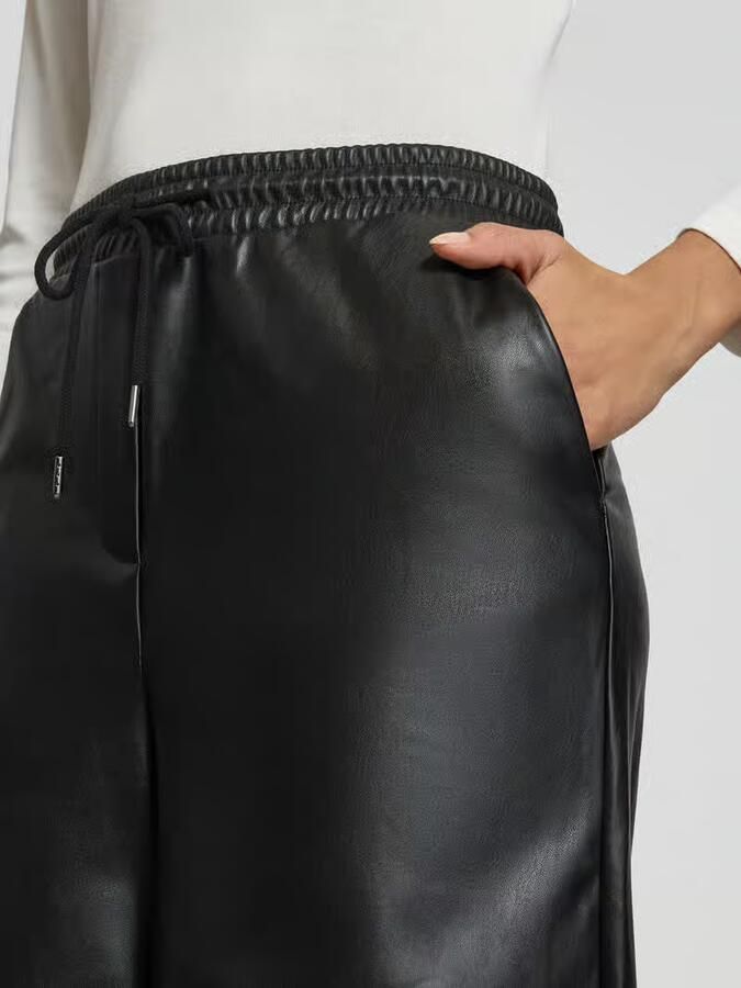 Ichi Wide fit stoffen broek in leerlook model 'Zoma' - Foto 2