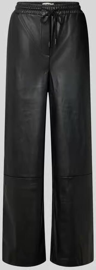Ichi Wide fit stoffen broek in leerlook model 'Zoma'
