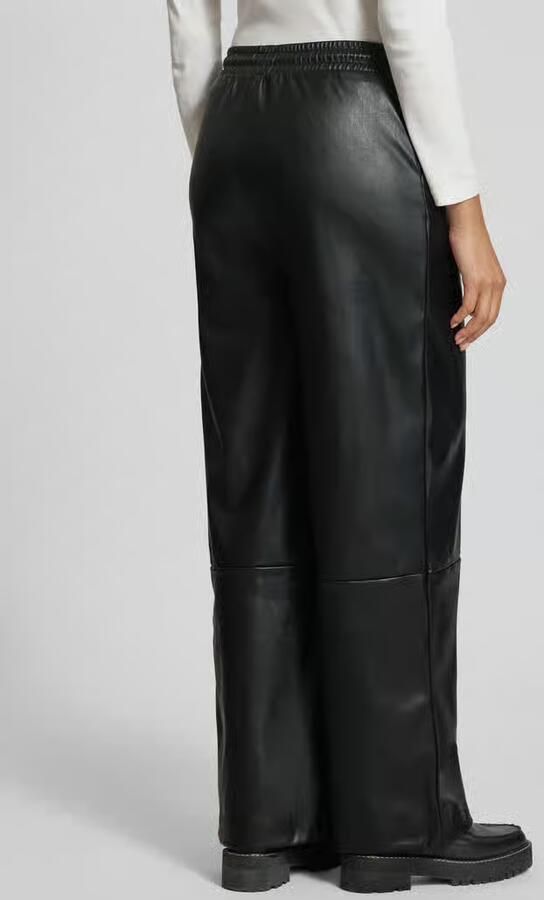Ichi Wide fit stoffen broek in leerlook model 'Zoma' - Foto 3
