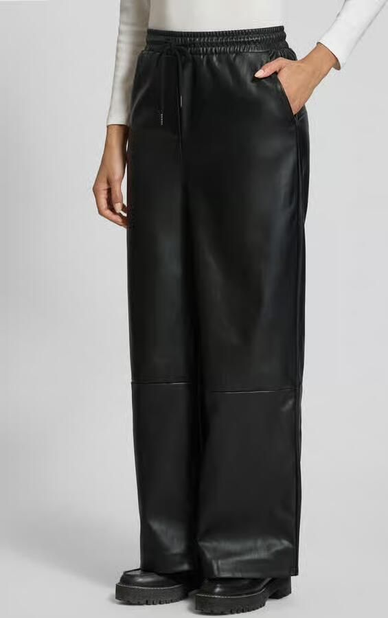 Ichi Wide fit stoffen broek in leerlook model 'Zoma' - Foto 2