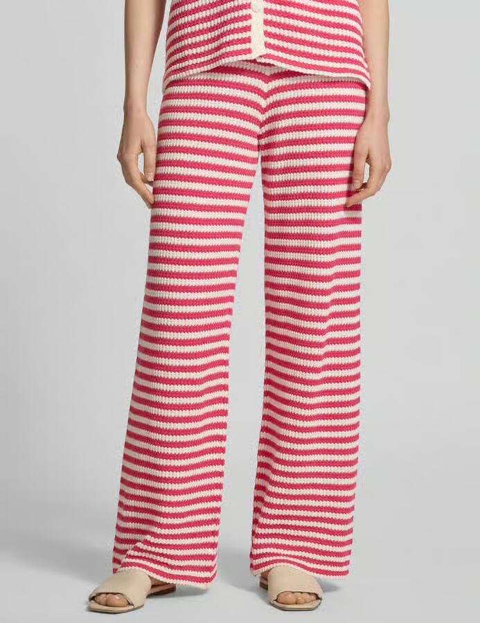 Ichi wide fit stoffen broek met brei-look model 'Lorianna' - Foto 3