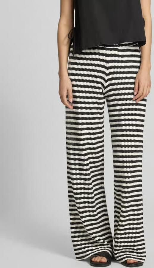 Ichi wide fit stoffen broek met brei-look model 'Lorianna' - Foto 3