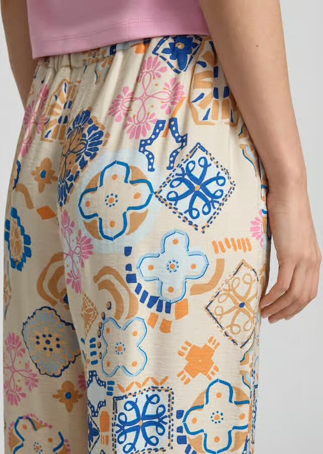 Ichi wide fit stoffen broek van viscosemix model 'Lancie'