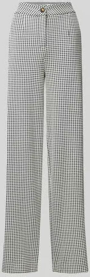 Ichi Wide leg stoffen broek met knoopsluiting model 'KATE'