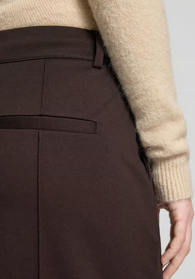 Ichi Wide leg stoffen broek met vaste persplooien model 'KATE'