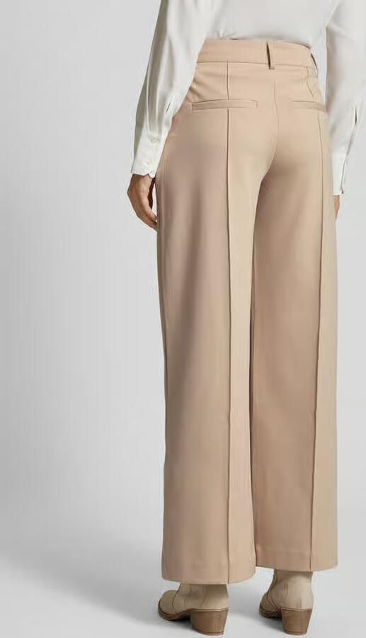 Ichi Wide leg stoffen broek met vaste persplooien model 'KATE'