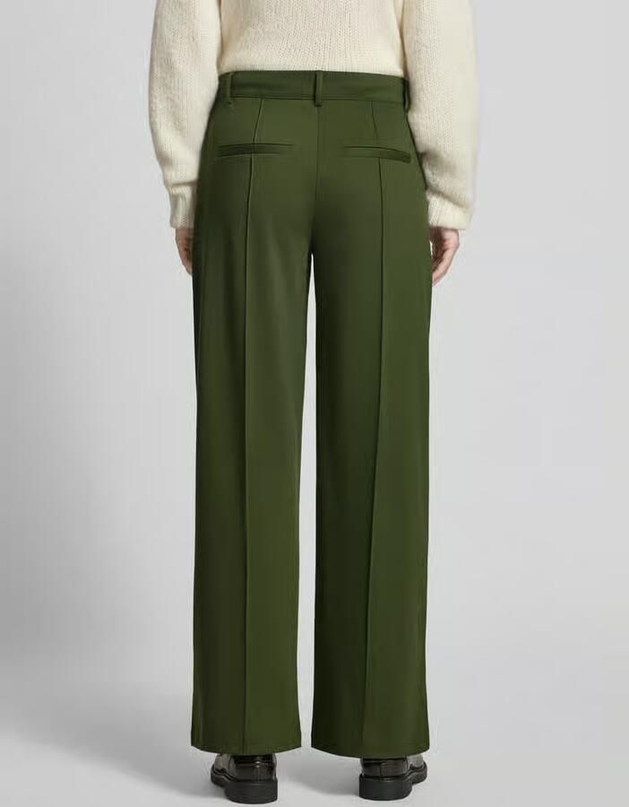 Ichi Wide leg stoffen broek met vaste persplooien model 'KATE'