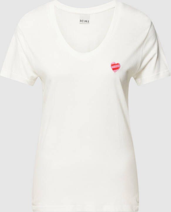Ichi T-shirt met motiefstitching model 'Kennedy'