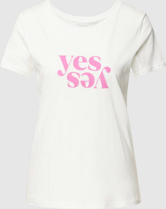 Ichi T-shirt met statementprint model 'Kamille'