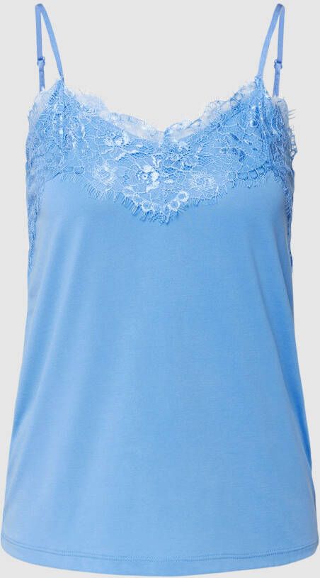 Ichi Blauwe Kant Top & T-Shirt Blue Dames