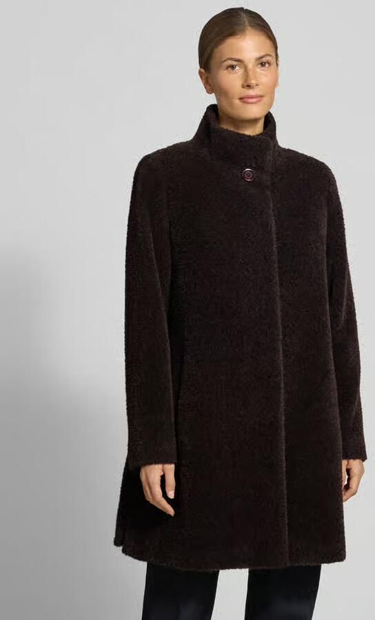 ICONS Cinzia Rocca Lange jas van mix van scheerwol en alpaca met opstaande kraag - Foto 2