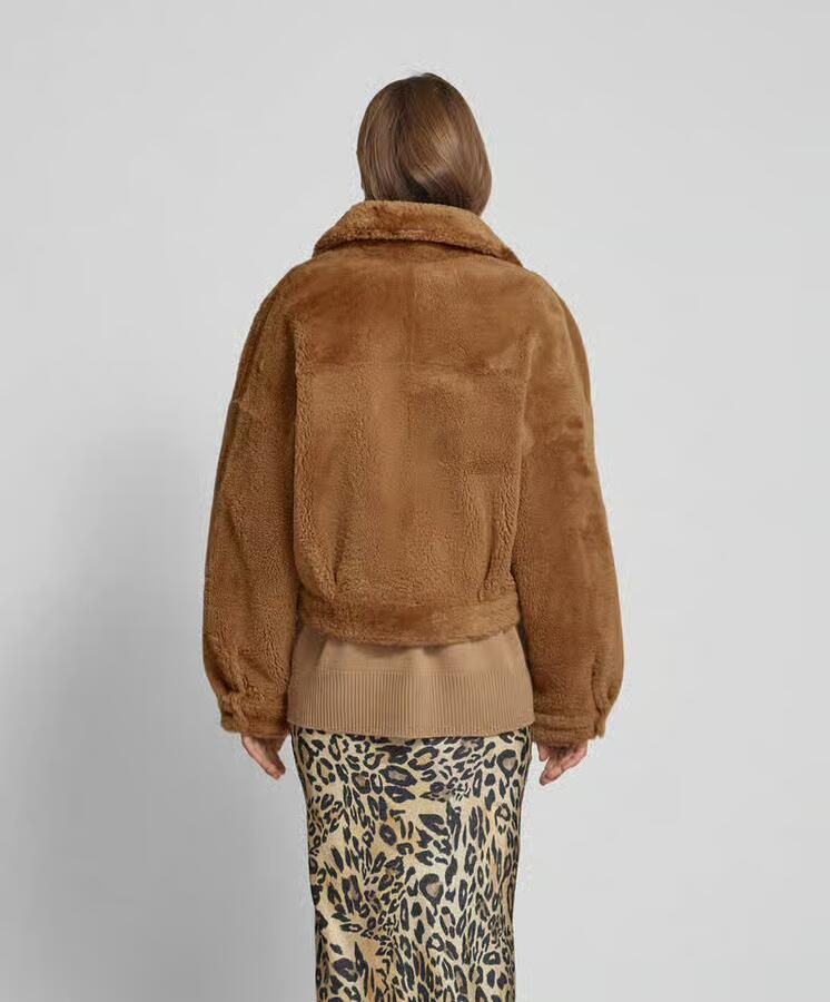 Iro Oversized leren jas met bontlook - Foto 3