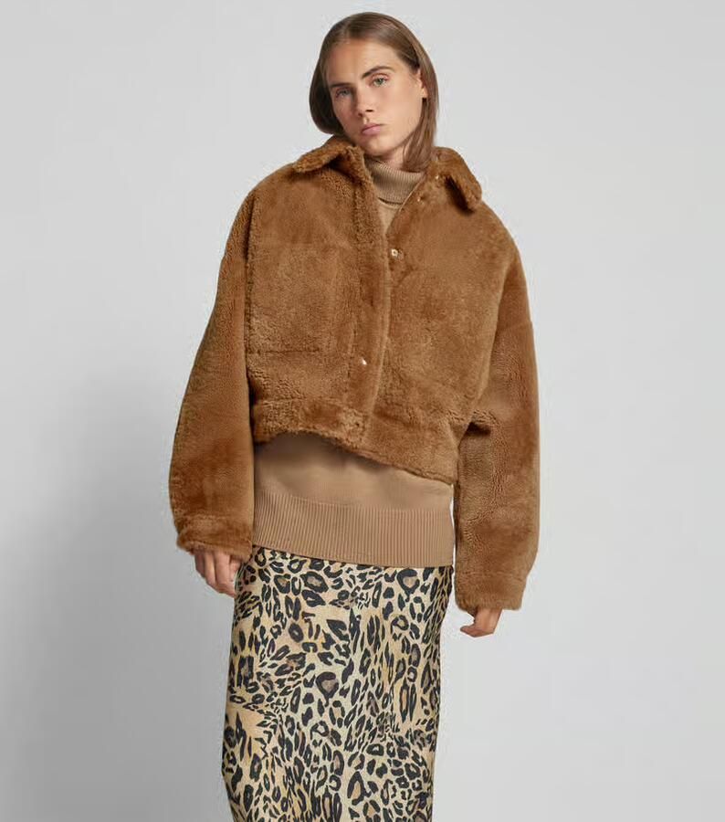 Iro Oversized leren jas met bontlook - Foto 2