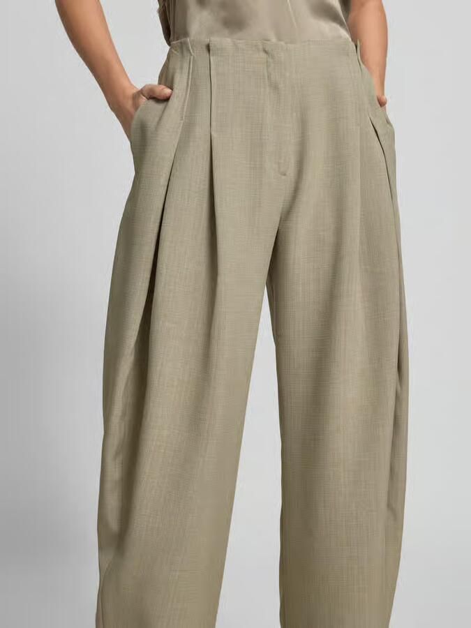 Iro wide fit stoffen broek met bandplooien