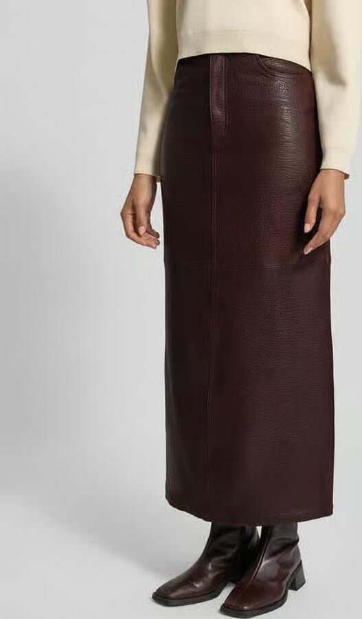 Ivy Oak Maxirok in leerlook met loopsplit model 'LISANNE' - Foto 2